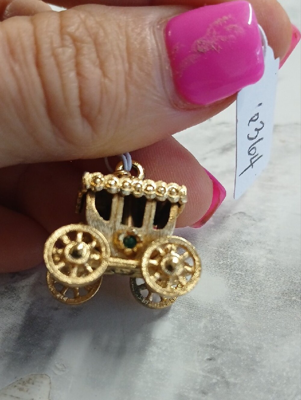 Vintage Monet Gold Carriage Charm Pendant - Picture 3 of 3